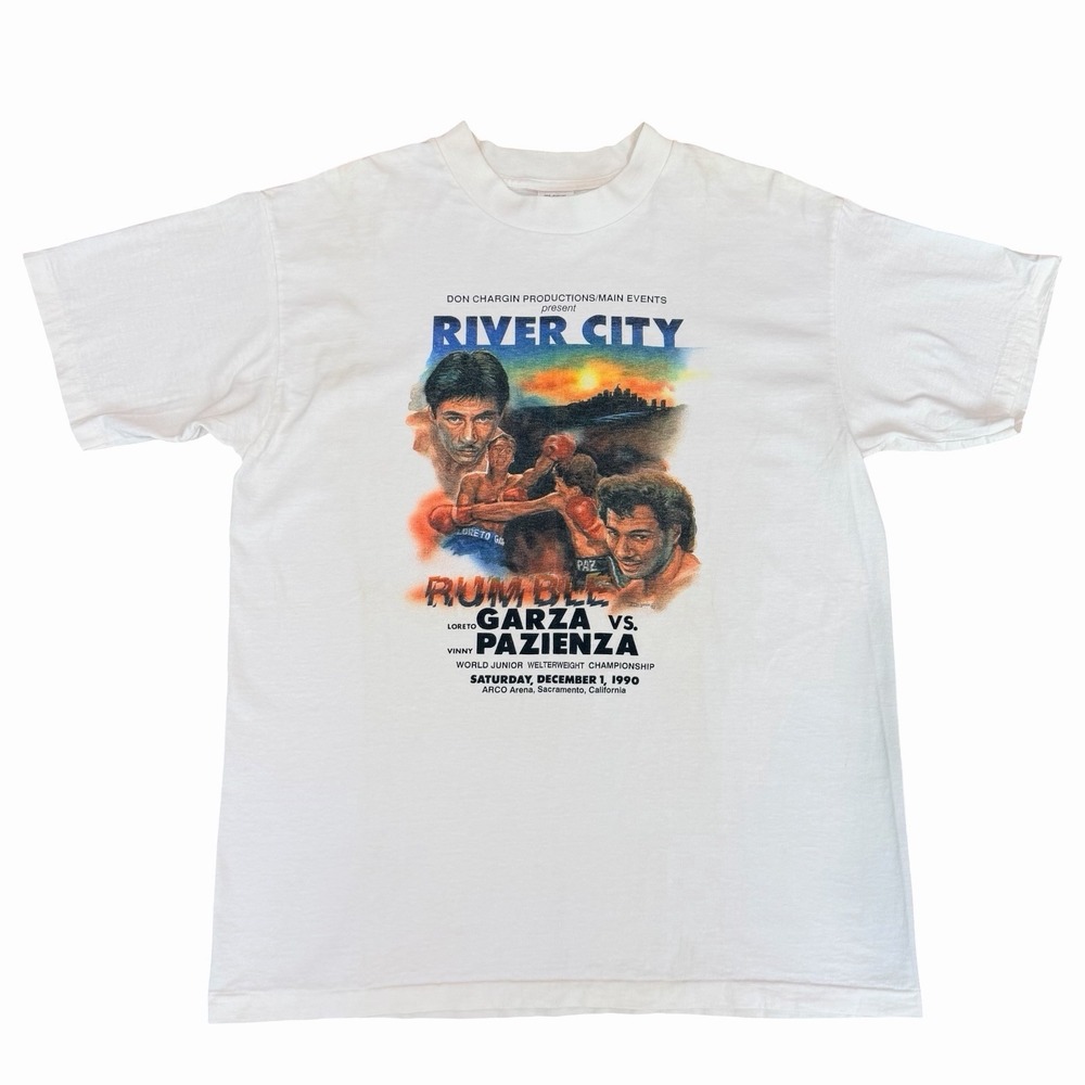 1990 Vintage River City Rumble Boxing T-Shirt Garza vs Pazienza Sacramento XL